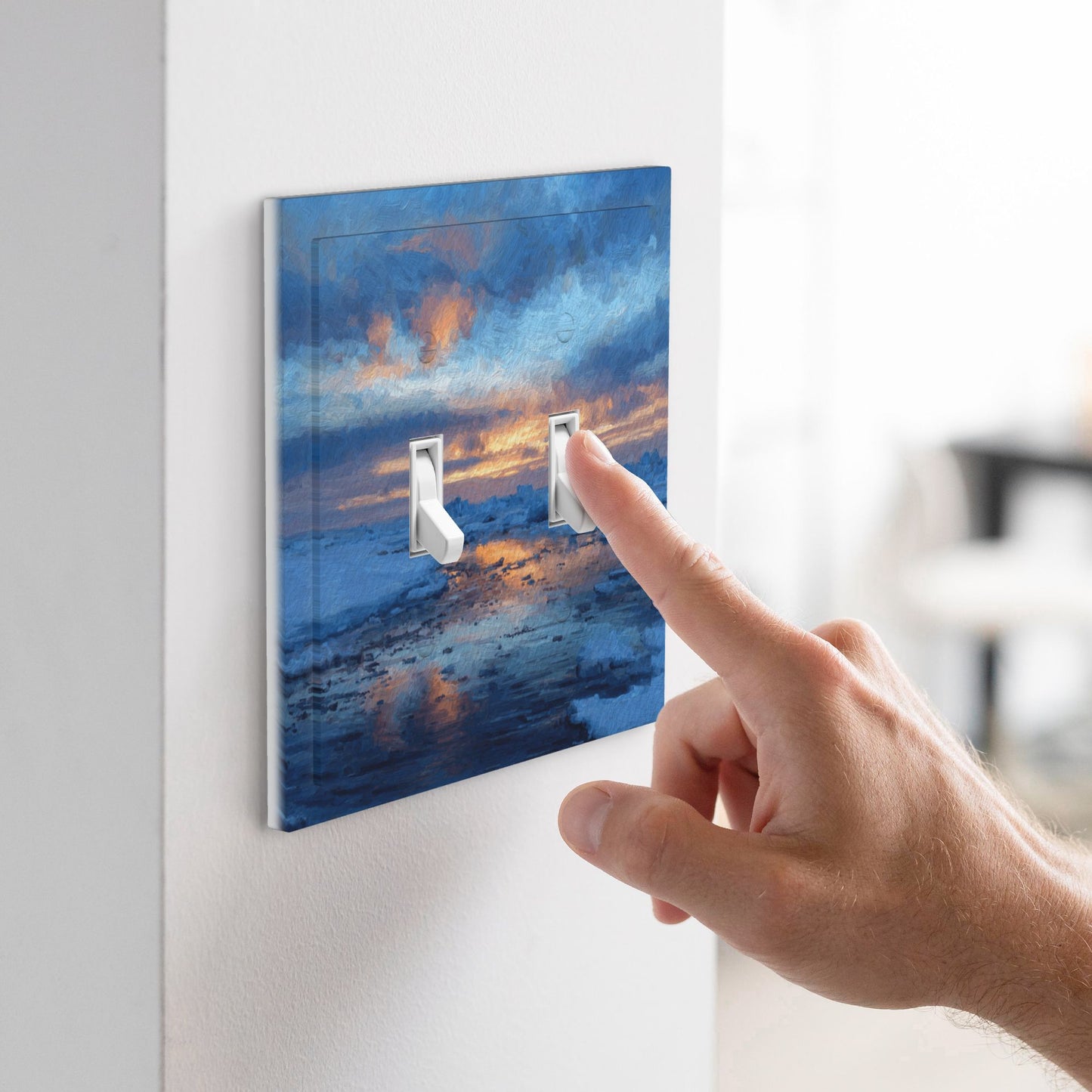 Modern Art Leather Texture Double Toggle Light Switch Plate – Sunset Landscape Design