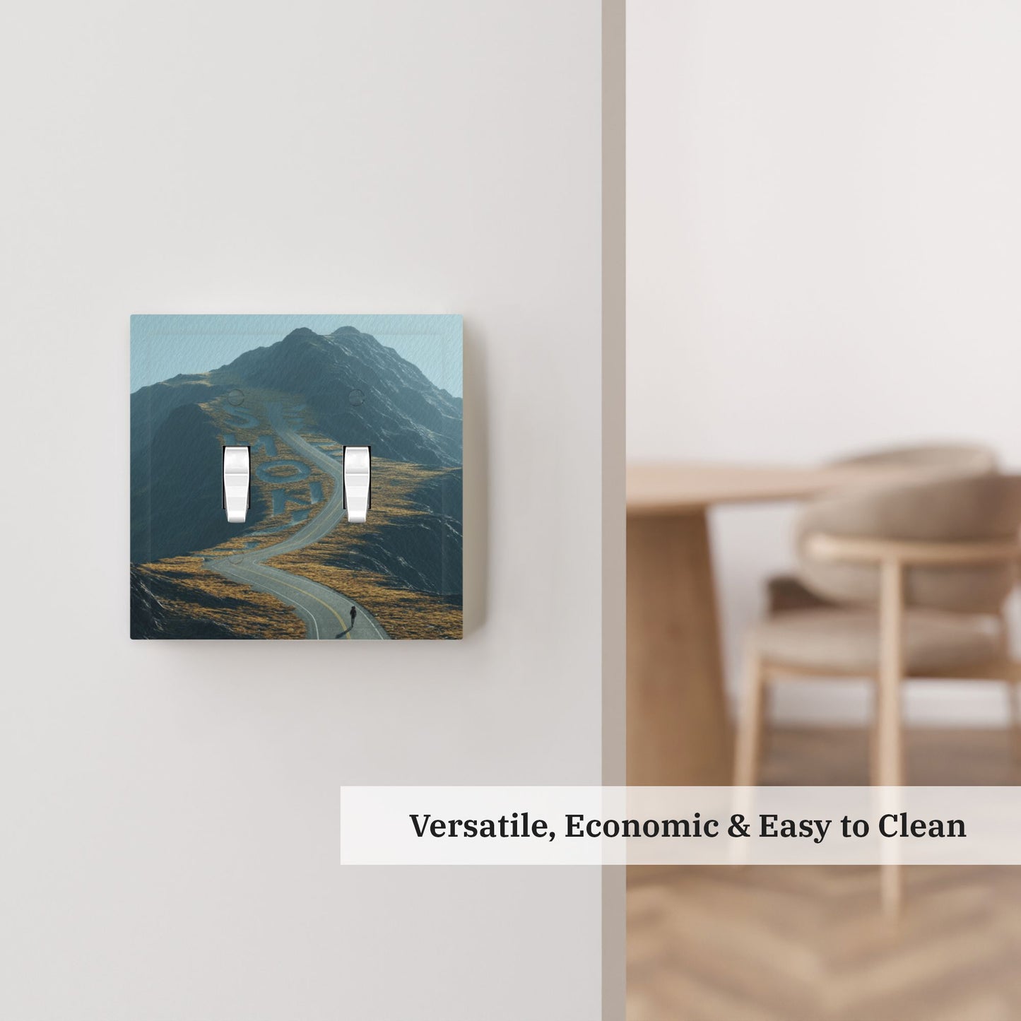 Modern Leather Texture Double Toggle Switch Plate – Winding Mountain Road & Climber Art Design