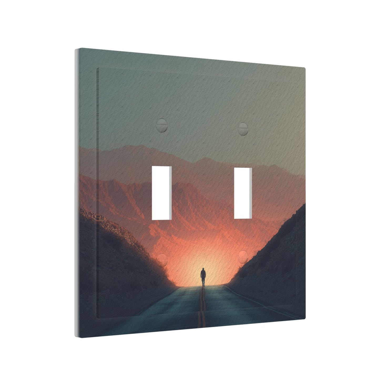 Modern Leather Texture Double Toggle Switch Plate – Sunset Road & Traveler Art Design