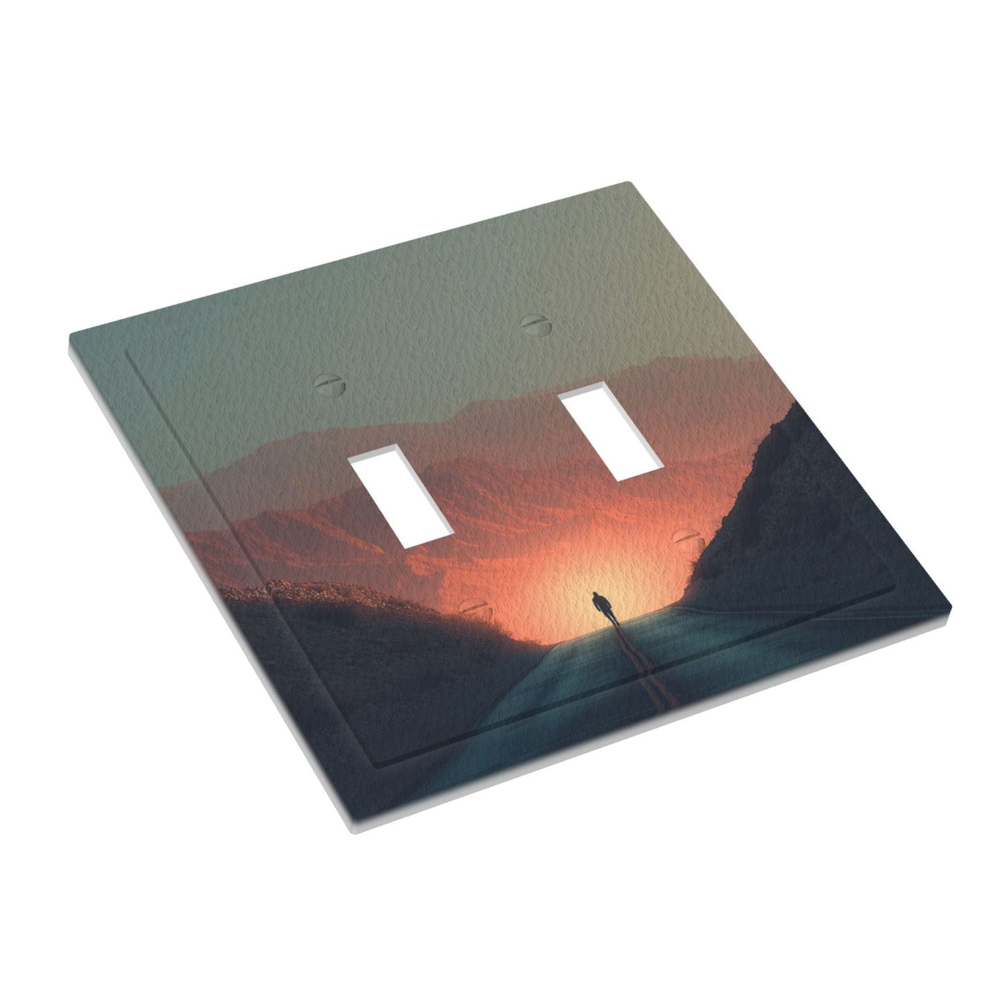 Modern Leather Texture Double Toggle Switch Plate – Sunset Road & Traveler Art Design