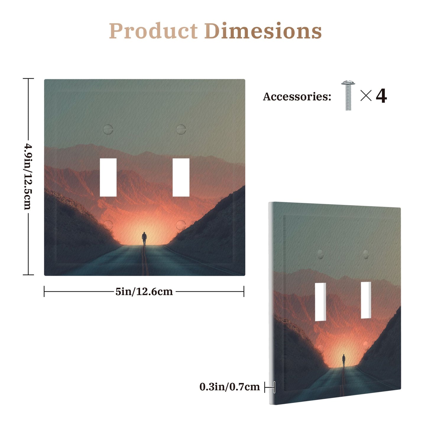 Modern Leather Texture Double Toggle Switch Plate – Sunset Road & Traveler Art Design
