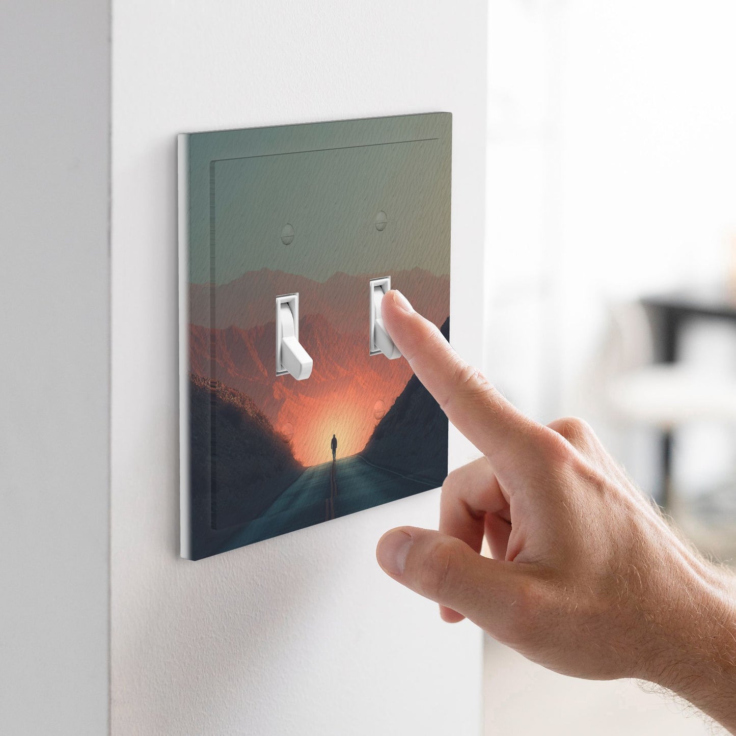 Modern Leather Texture Double Toggle Switch Plate – Sunset Road & Traveler Art Design
