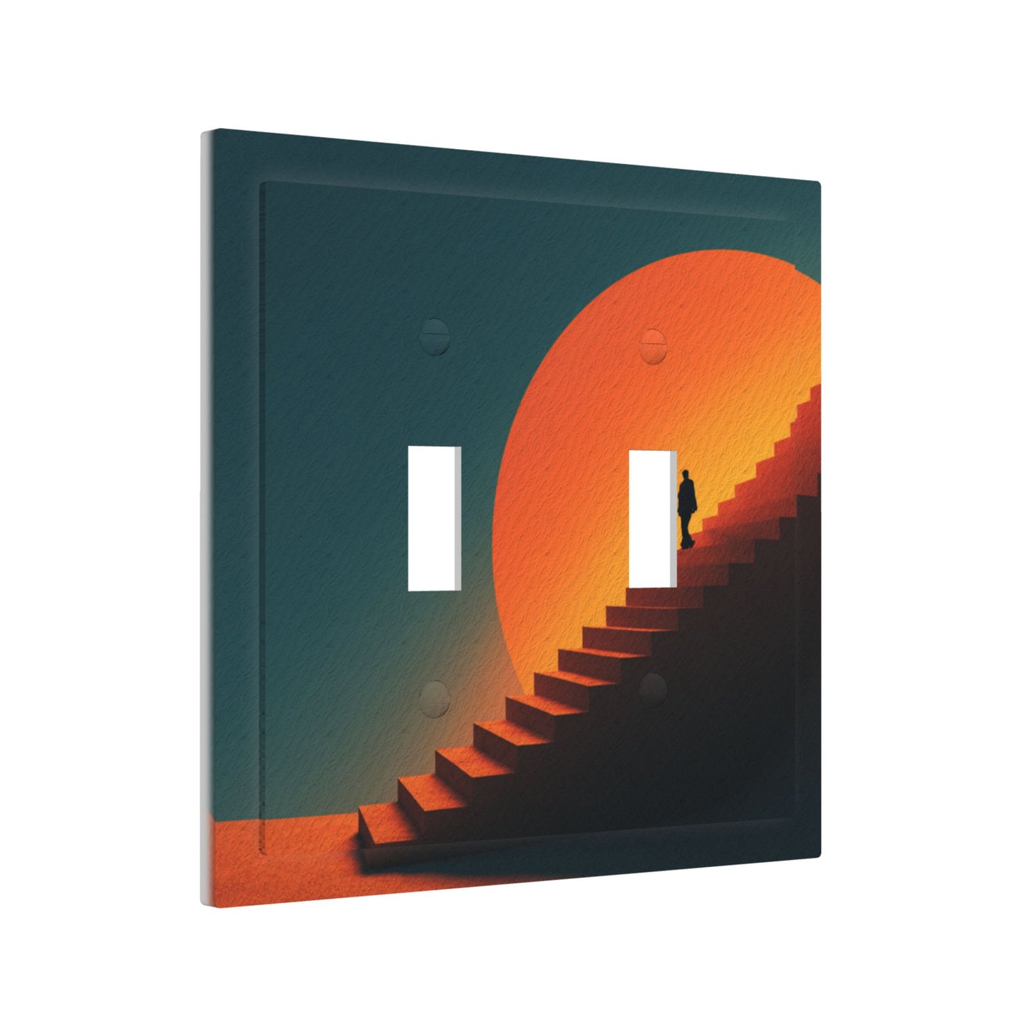 Modern Leather Texture Double Toggle Switch Plate – Sunset Stairway Art Design