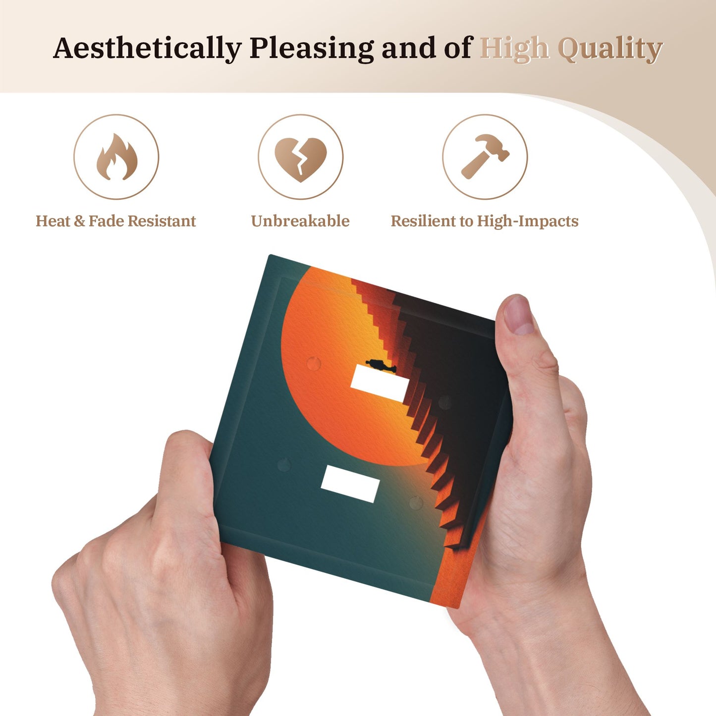 Modern Leather Texture Double Toggle Switch Plate – Sunset Stairway Art Design