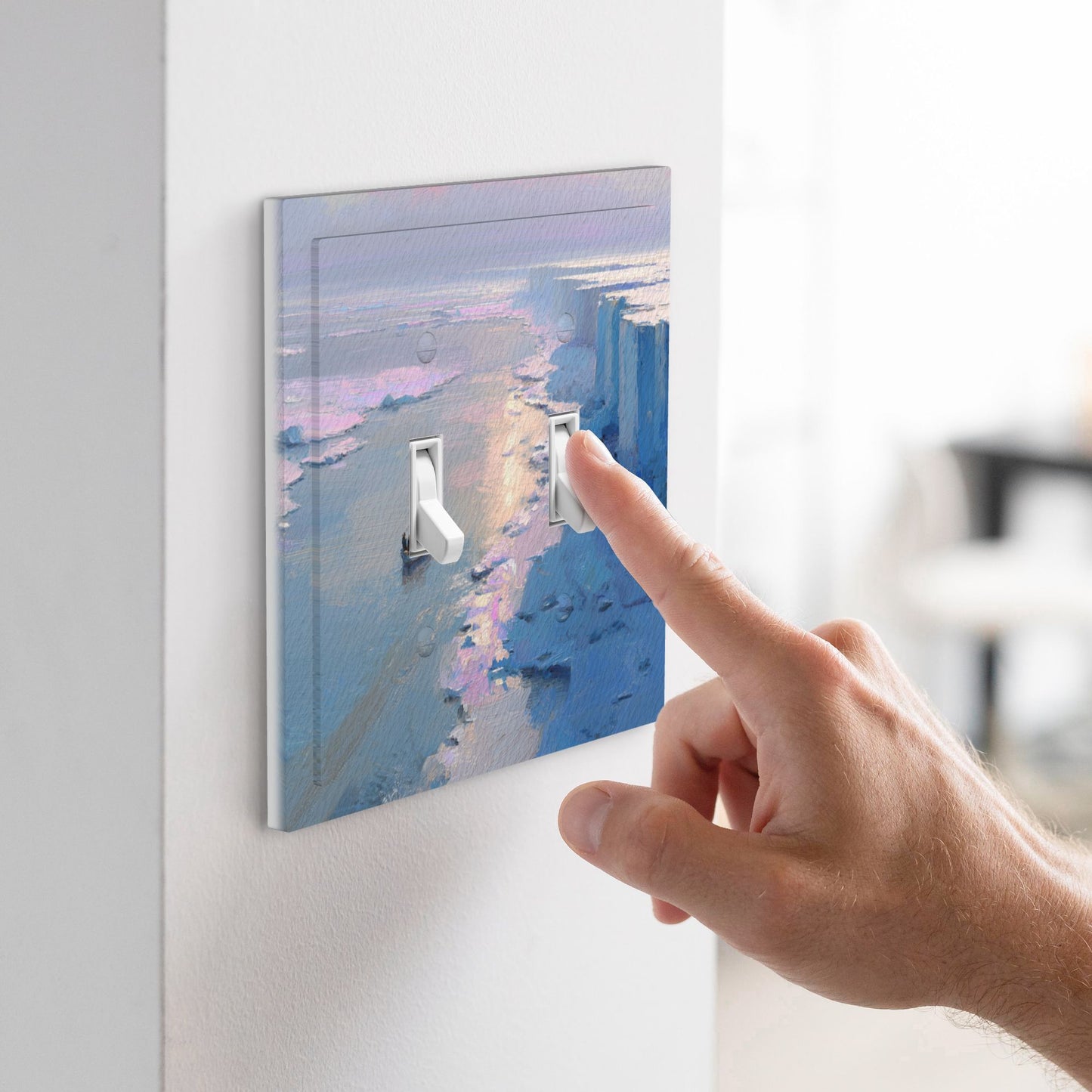 Modern Art Leather Texture Double Toggle Light Switch Plate Decorative Wall Cover