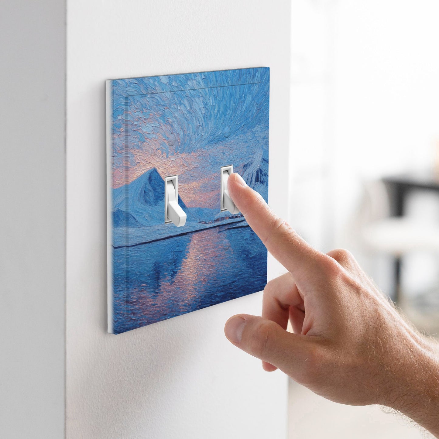 Modern Art Leather Texture Double Toggle Light Switch Plate Decorative Wall Cover