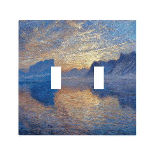 Modern Leather Texture Double Toggle Light Switch Plate – Artistic Landscape Design