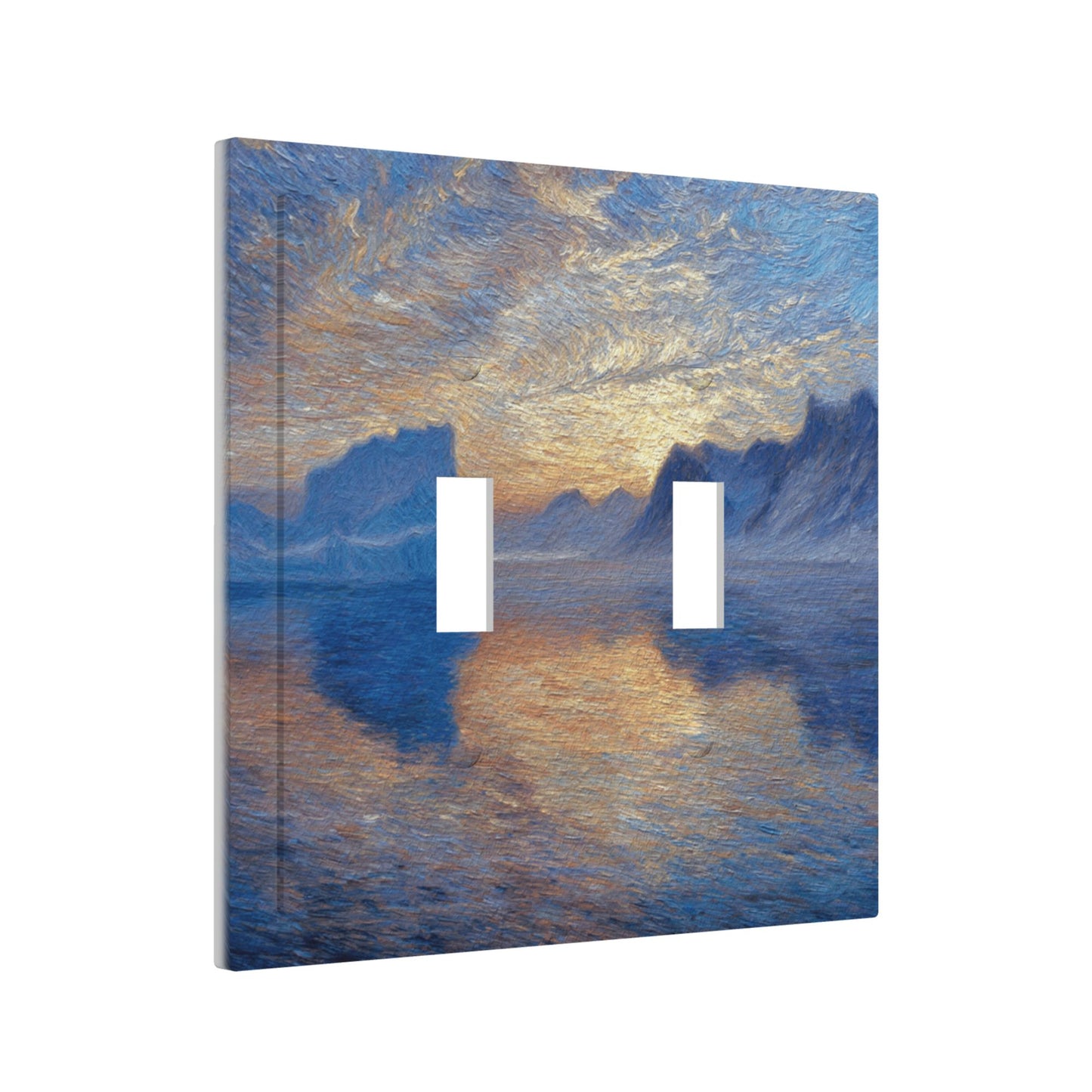 Modern Leather Texture Double Toggle Light Switch Plate – Artistic Landscape Design