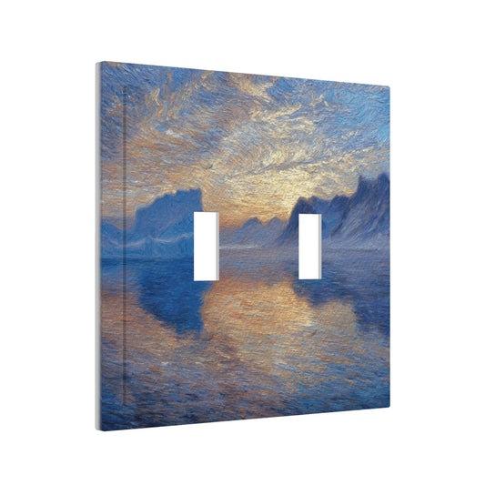 Modern Leather Texture Double Toggle Light Switch Plate – Artistic Landscape Design