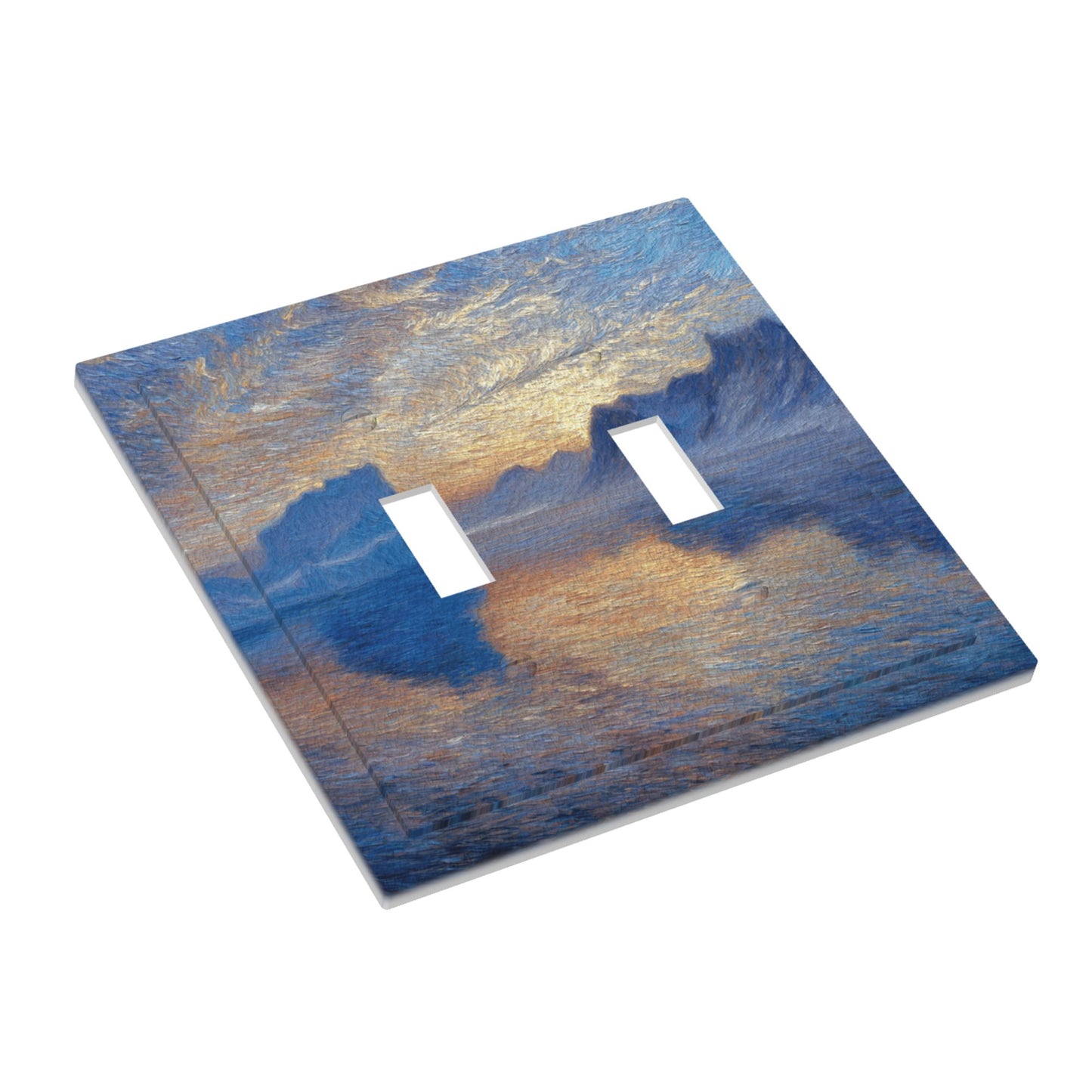 Modern Leather Texture Double Toggle Light Switch Plate – Artistic Landscape Design