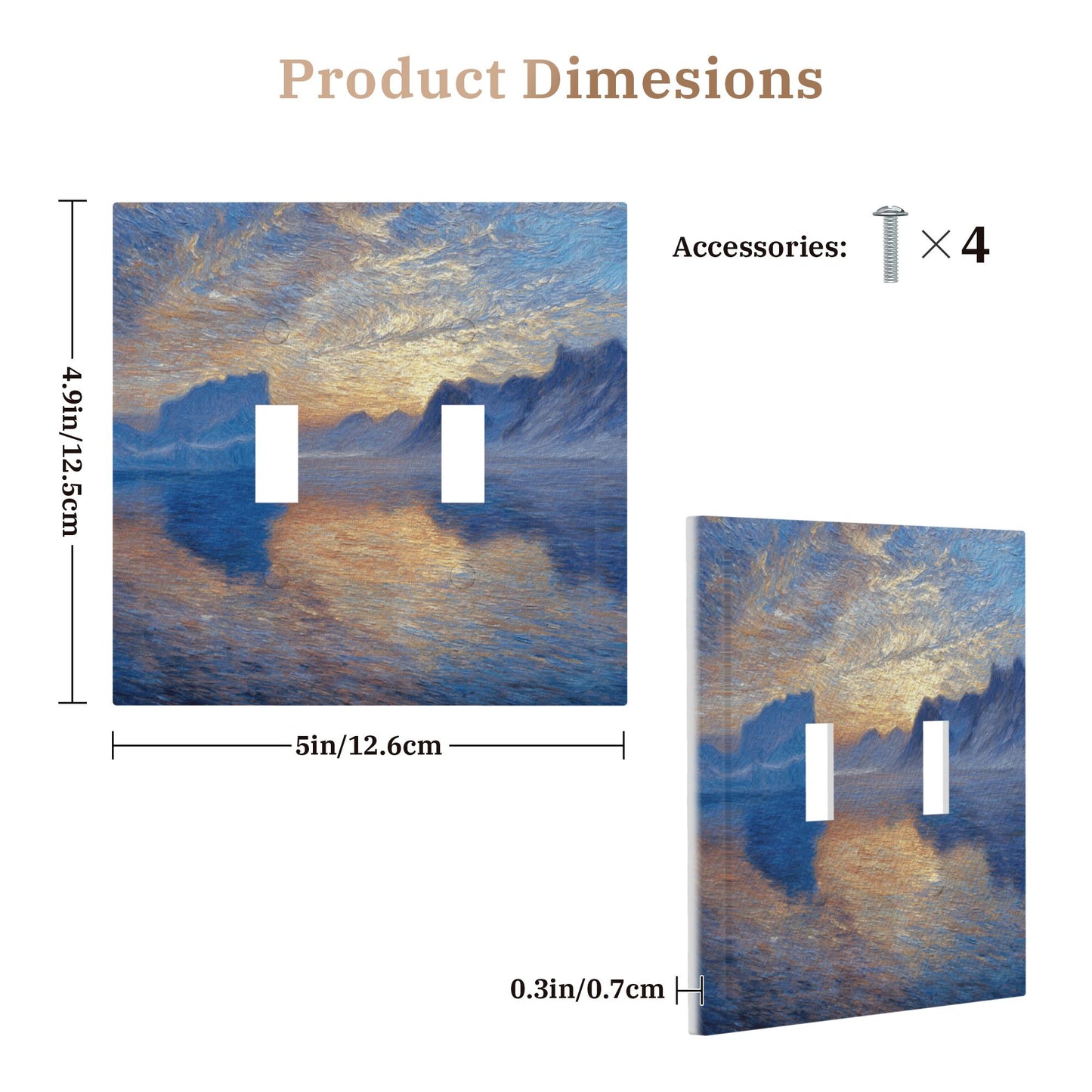 Modern Leather Texture Double Toggle Light Switch Plate – Artistic Landscape Design