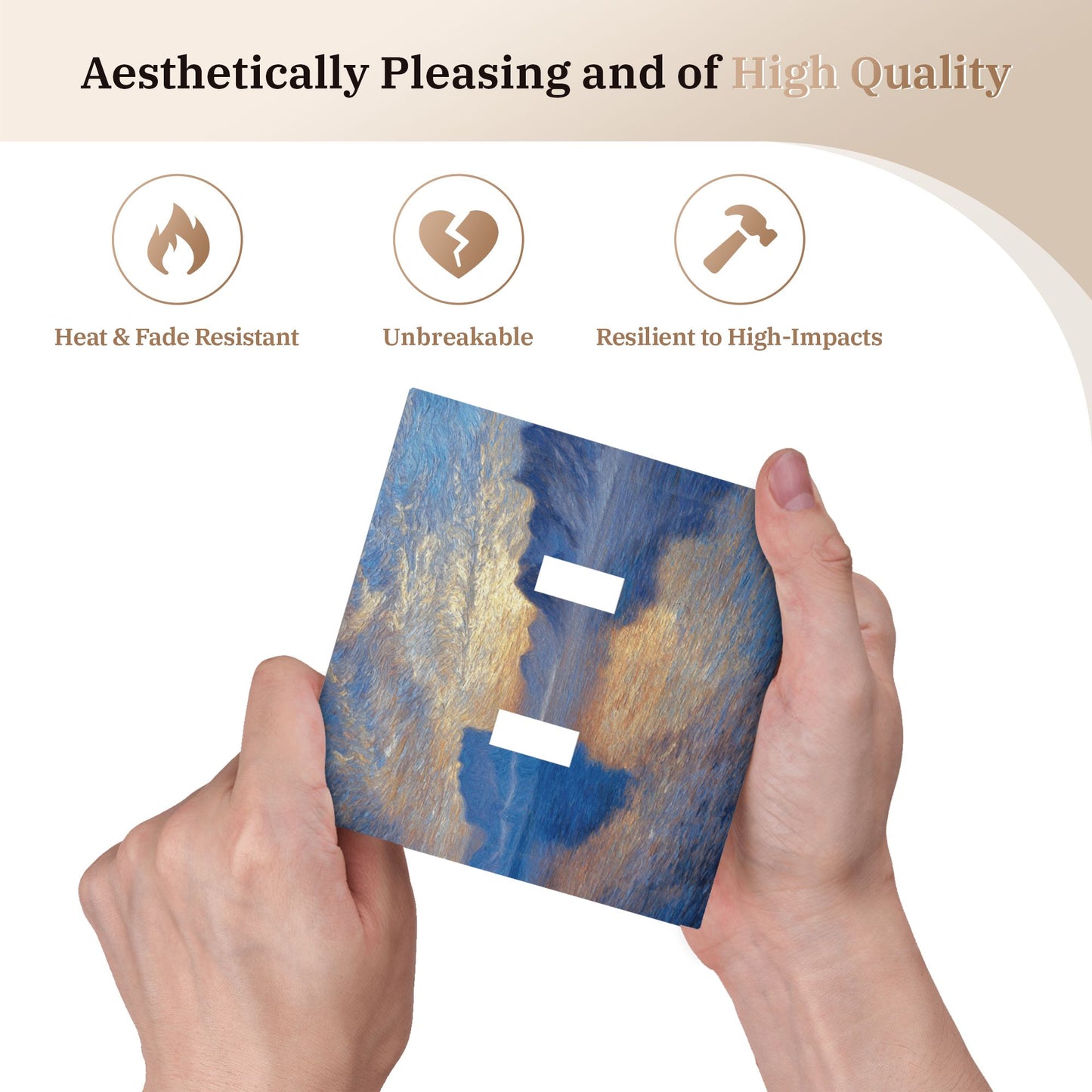 Modern Leather Texture Double Toggle Light Switch Plate – Artistic Landscape Design