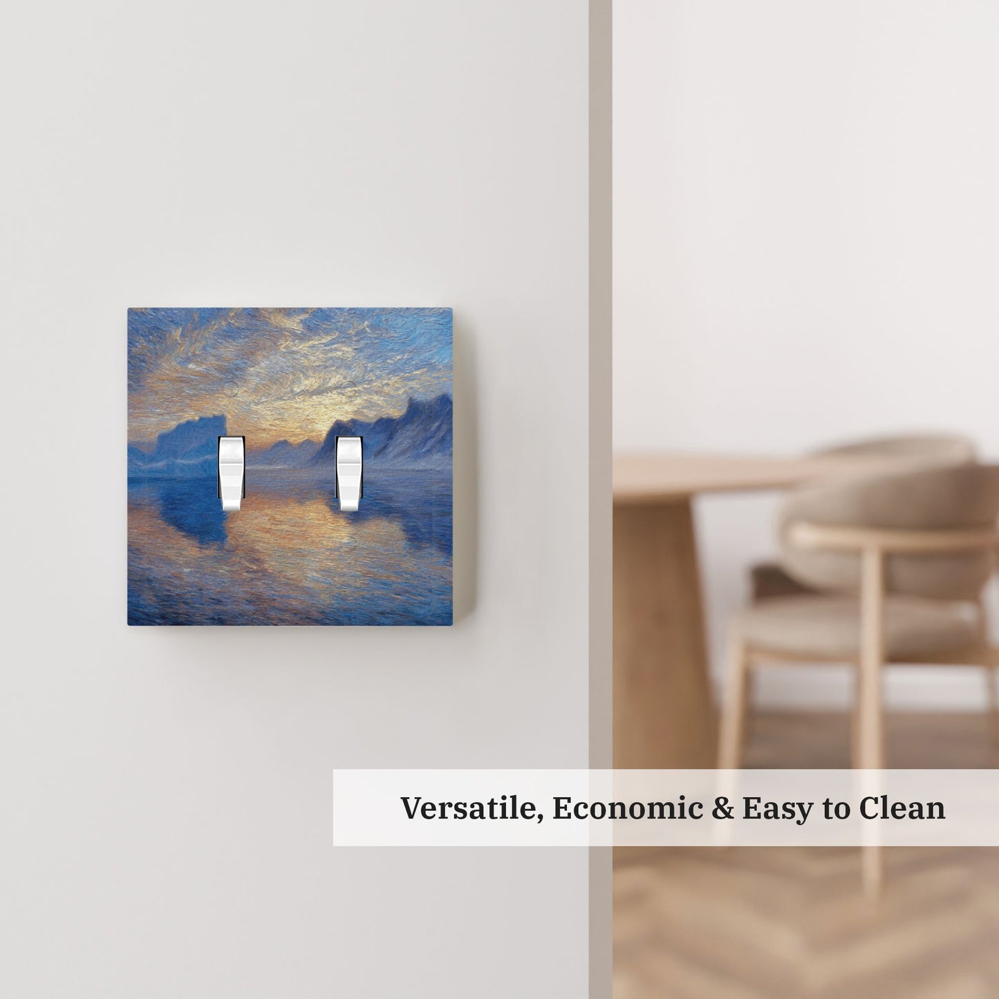 Modern Leather Texture Double Toggle Light Switch Plate – Artistic Landscape Design
