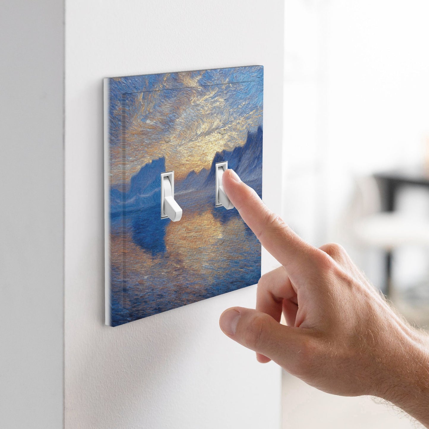 Modern Leather Texture Double Toggle Light Switch Plate – Artistic Landscape Design