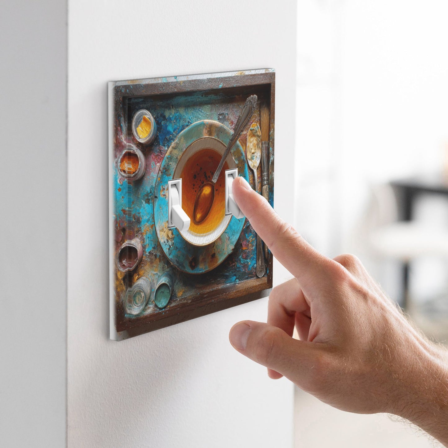 Modern Leather Texture Double Toggle Switch Plate – Artistic Tableware Design Wall Cover
