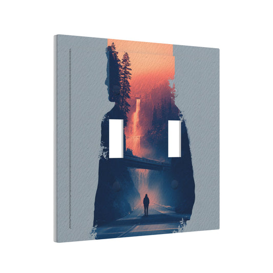 Modern Leather Texture Double Toggle Switch Plate – Abstract Nature Silhouette Art Design