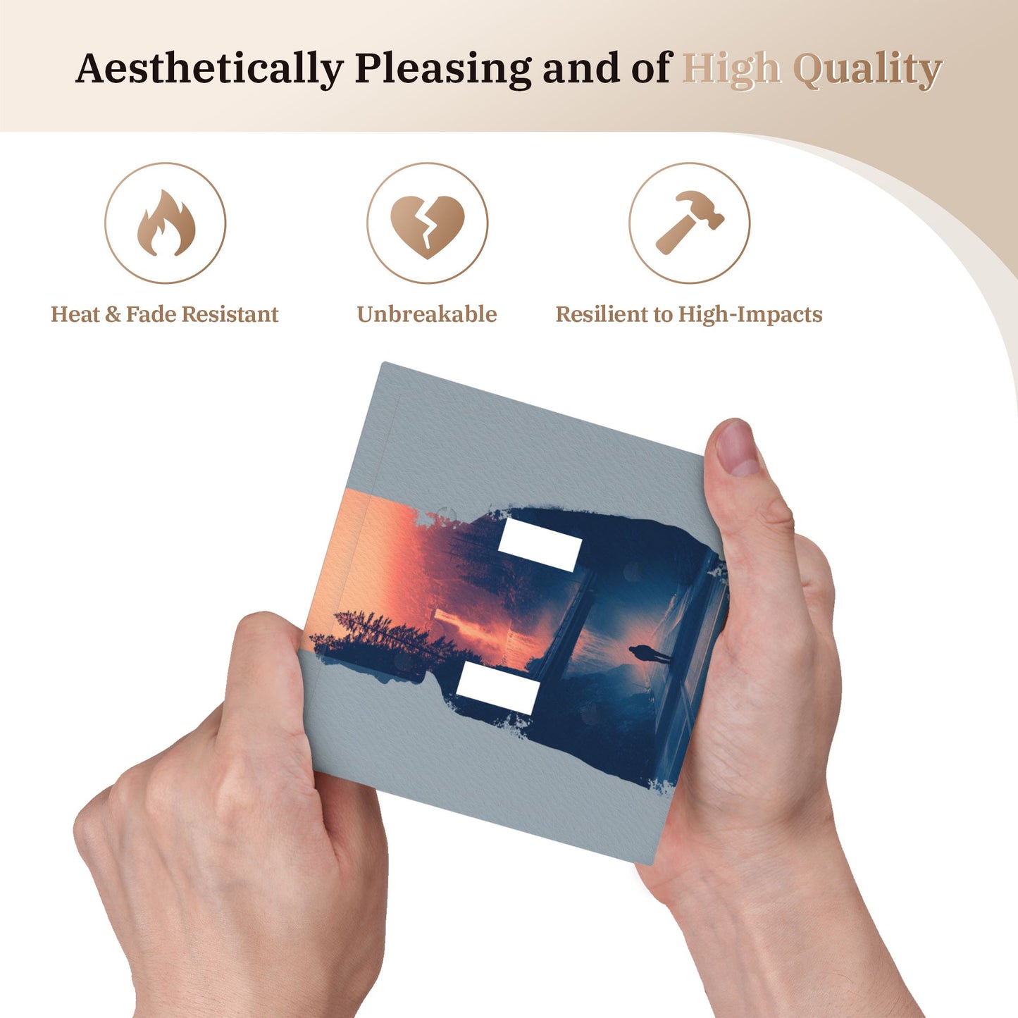 Modern Leather Texture Double Toggle Switch Plate – Abstract Nature Silhouette Art Design