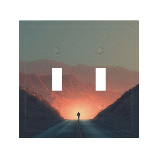 Modern Leather Texture Double Toggle Switch Plate – Sunset Road & Traveler Art Design