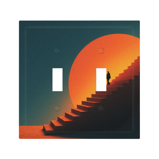 Modern Leather Texture Double Toggle Switch Plate – Sunset Stairway Art Design