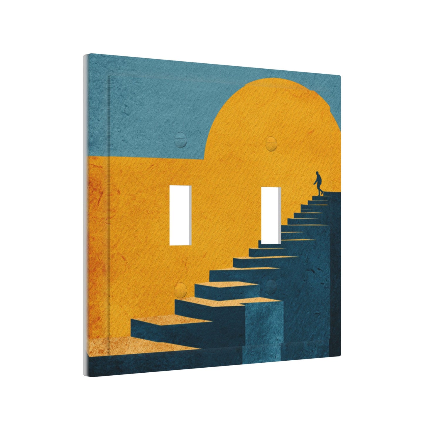 Modern Leather Texture Double Toggle Switch Plate – Dusk Stairway Art Design