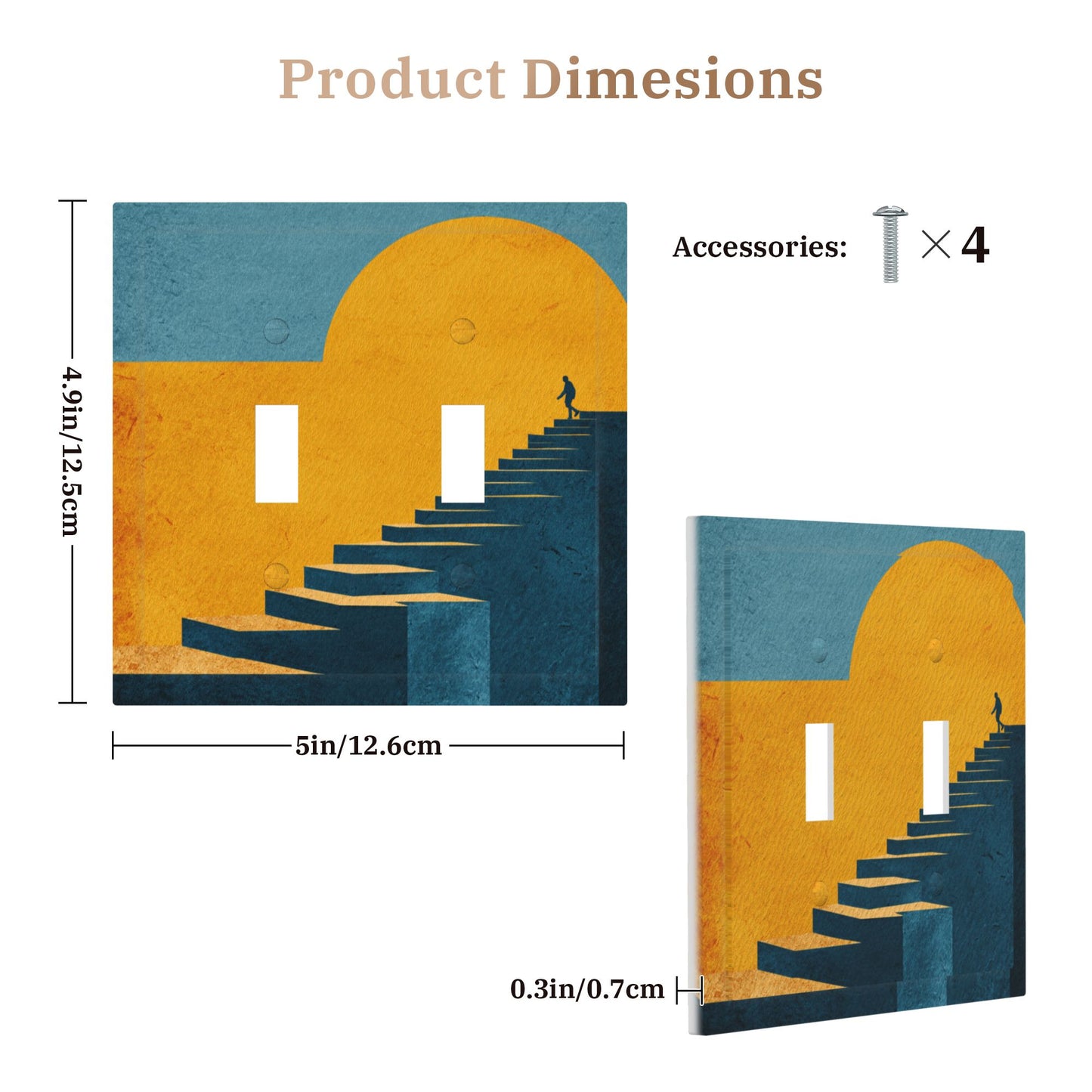 Modern Leather Texture Double Toggle Switch Plate – Dusk Stairway Art Design