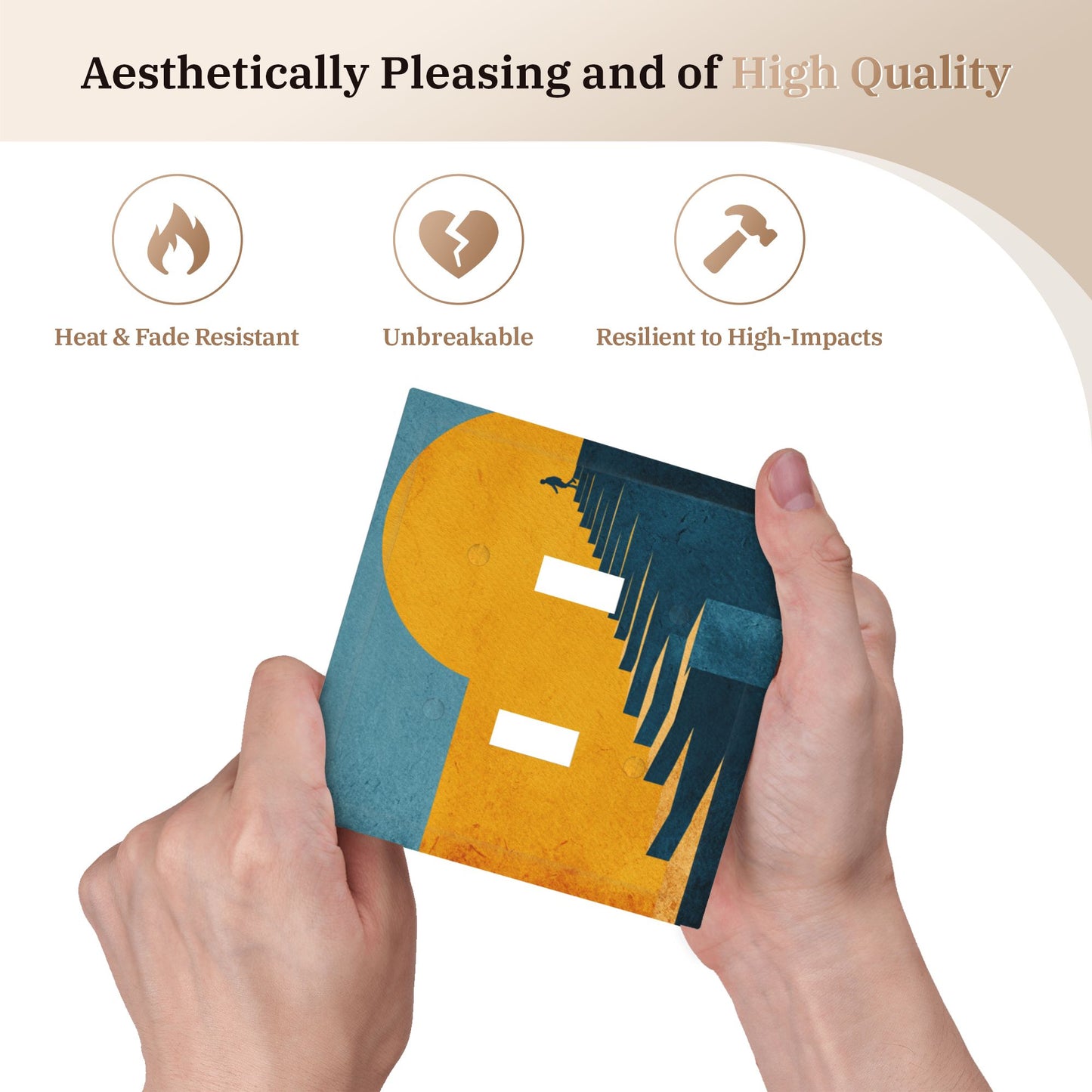 Modern Leather Texture Double Toggle Switch Plate – Dusk Stairway Art Design