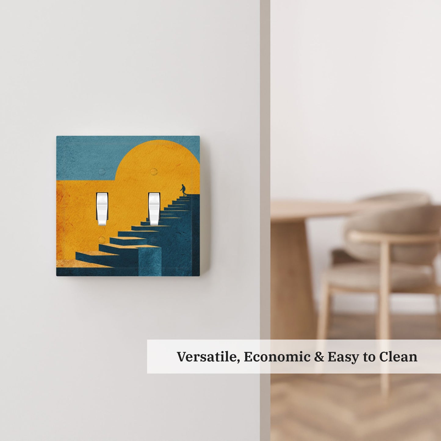 Modern Leather Texture Double Toggle Switch Plate – Dusk Stairway Art Design